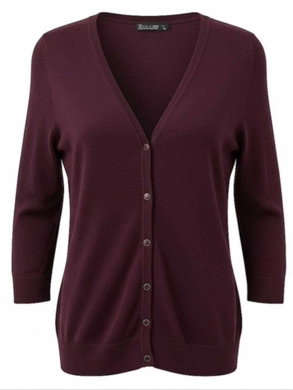 New York & Company Plum V-Neck Button Cardigan Gold Buttons.